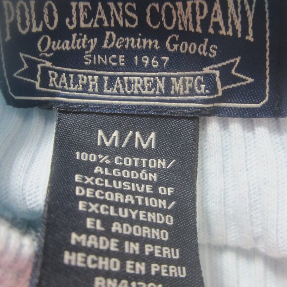 Vtg Ralph Lauren Jeans Co Womens M Blue Cotton Rib Knit Tee Shirt  Y2K Peru - Picture 7 of 7